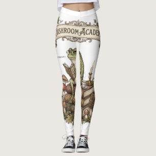 Frog Scholar Reading Books Mushroom Academia Dark Leggings