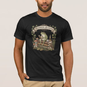 Frog Scholar Reading Books Mushroom Academia Dark  T-Shirt