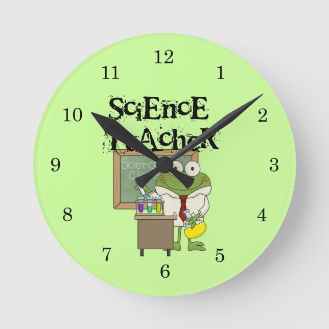 Frog Science Teacher Round Clock (Front)