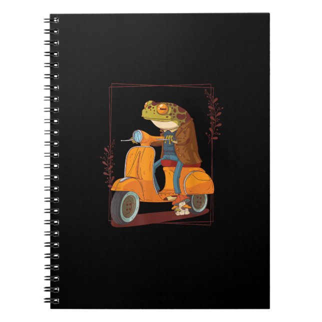 Frog  Scooter Mushroom Goblincore Academia Aesthet Notebook (Front)