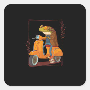 Frog  Scooter Mushroom Goblincore Academia Aesthet Square Sticker