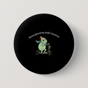 Frog scooter weird grandma build character 6 cm round badge
