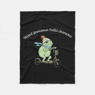 Frog scooter weird grandma build character fleece blanket