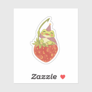 Frog Sitting on a Strawberry Cottagecore Graphic