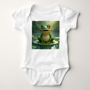 Frog Sitting On Lily Pad. Baby Bodysuit