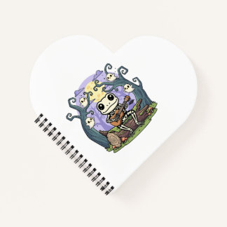 Frog Skeleton Playing Ukulele with Ghosts Notebook