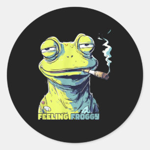 Frog Smoking Cigarette Funny Froggy Classic Round Sticker