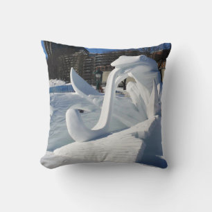 Frog Snow Sculpture, Quebec, Canada Cushion