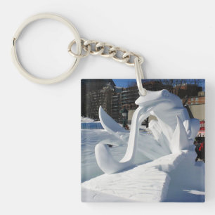 Frog Snow Sculpture, Quebec, Canada Key Ring