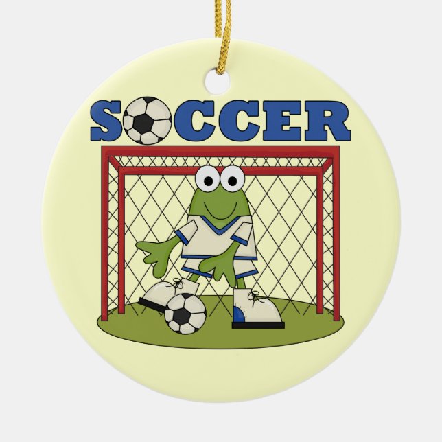 Frog Soccer Goalie T-shirts and Gifts Ceramic Ornament (Front)