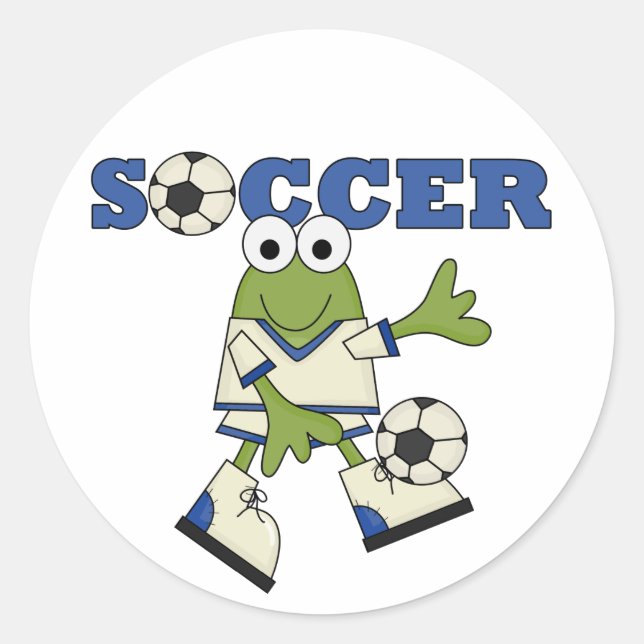 Frog Soccer Tshirts and Gifts Classic Round Sticker (Front)