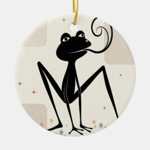 Frog Spring Ceramic Ornament
