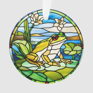 Frog Stained Glass Ornament Printed on Acrylic