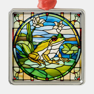 Frog Stained Glass Ornament Printed on Ceramic