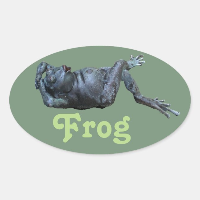Frog Statue Oval Sticker (Front)