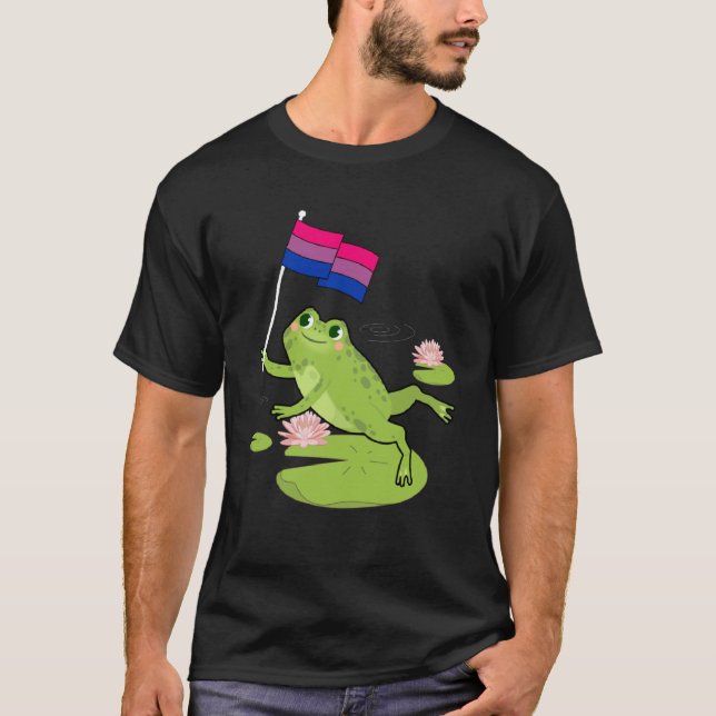 Frog  Subtle Bisexual Pride Flag Lily Pad Illustra T-Shirt (Front)