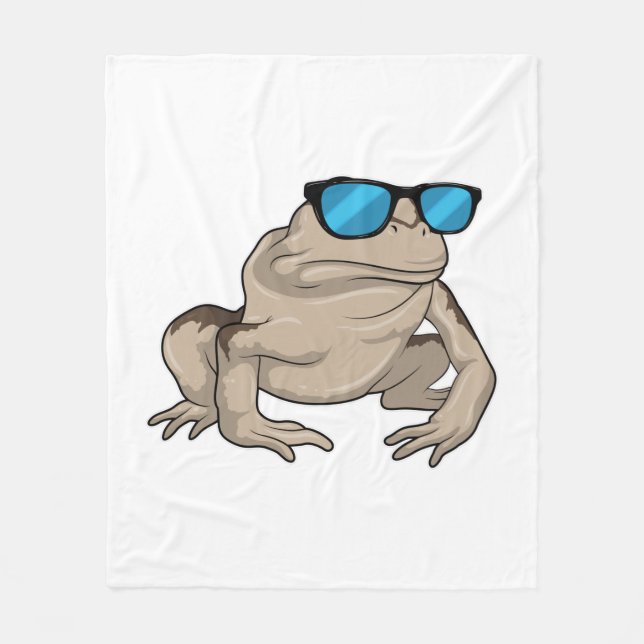 Frog Sunglasses Fleece Blanket (Front)