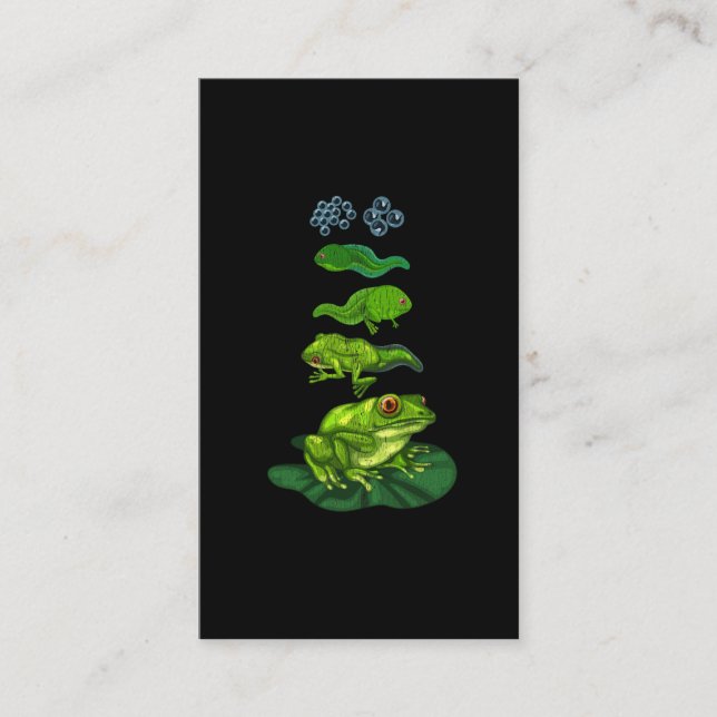 Frog Tadpole Biology Metamorphosis Life Cycle Art Business Card (Front)