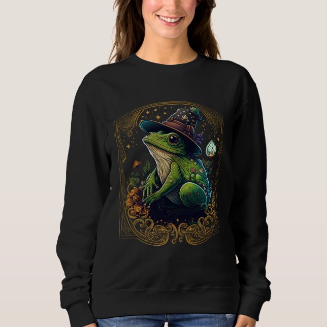 Frog Tarot Card Goth Emo Occult Astrology Women Gi Sweatshirt (Front)