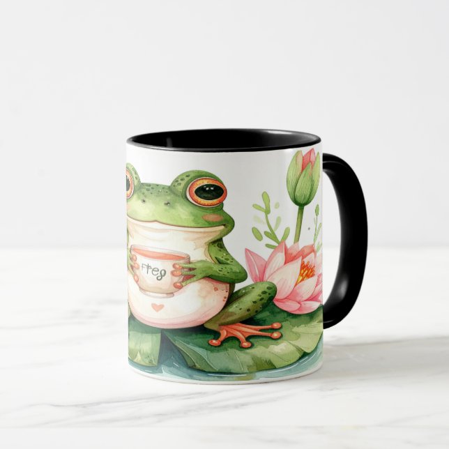 Frog Tea Mug - Cute Kawaii Hoppy Hour Gift (Front Right)