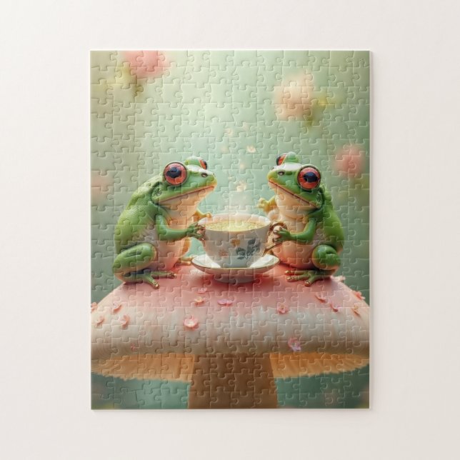 frog tea party jigsaw puzzle (Vertical)