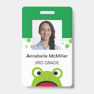 Frog Teacher Kindergarden ID Badge