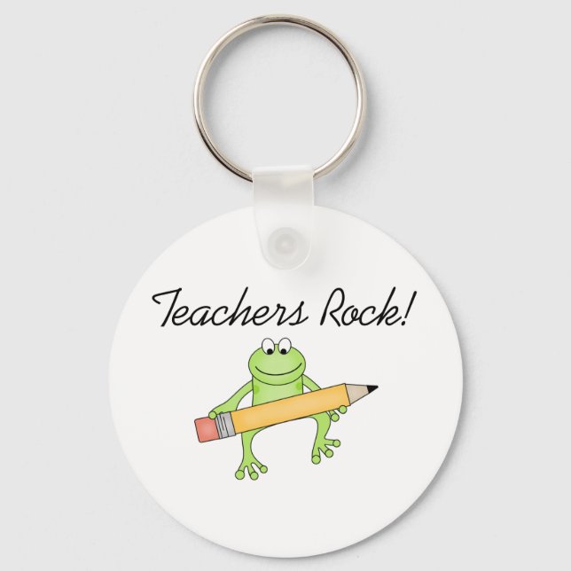 Frog Teachers Rock Key Ring (Front)