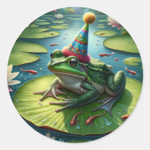 Frog Themed Birthday Classic Round Sticker