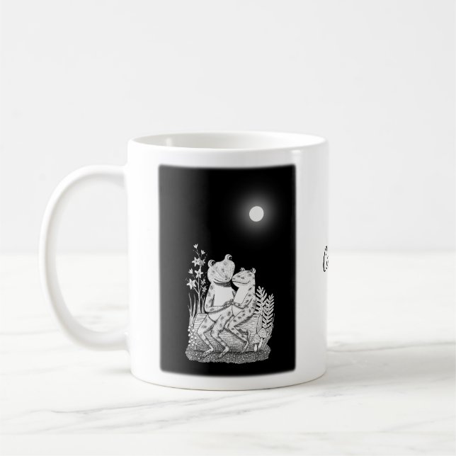 Frog Toad Couple Cute Funny Romantic Love Name Coffee Mug (Left)