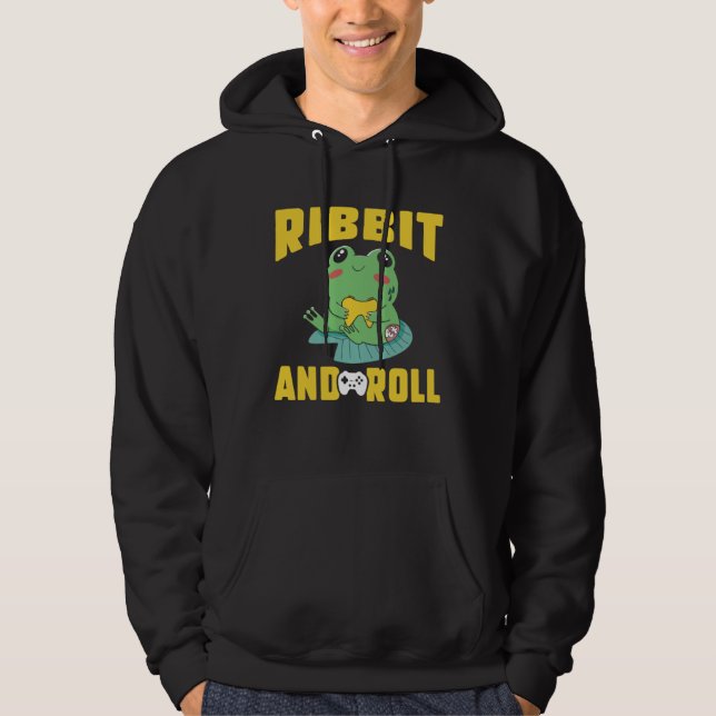 Frog Toad  Ribbit and Roll Gamer Hoodie (Front)