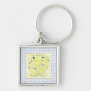 Frog Trio on Gingham Cloth Key Ring