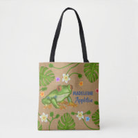 Frog Tropical Leaves Flowers | Personalised Name