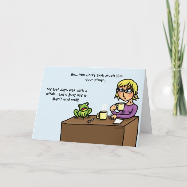 Frog turns up on first date online dating opps card (Front)