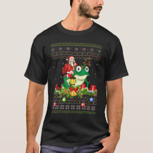 Frog Ugly Santa Riding Frog Christmas T-Shirt