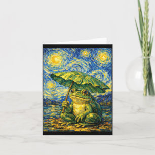 Frog Umbrella Style Funny Art Card
