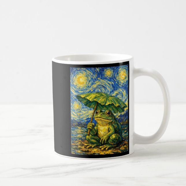 Frog Umbrella Style Funny Art Coffee Mug (Right)