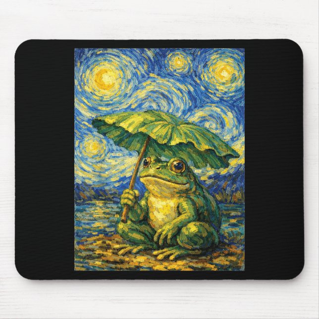 Frog Umbrella Style Funny Art Mouse Pad (Front)