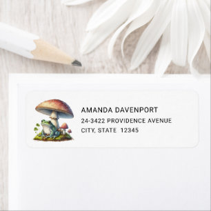 Frog Under a Mushroom Cute Nature Address Return Address Label