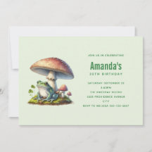 Frog Under a Mushroom Cute Nature Birthday