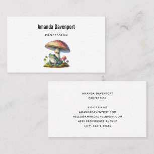 Frog Under a Mushroom Cute Nature Business Card