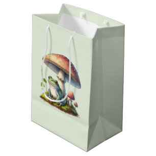 Frog Under a Mushroom Cute Nature Medium Gift Bag