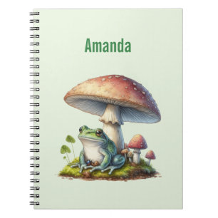 Frog Under a Mushroom Cute Nature Notebook