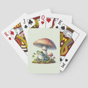 Frog Under a Mushroom Cute Nature Playing Cards