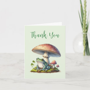 Frog Under a Mushroom Cute Nature Thank You Card
