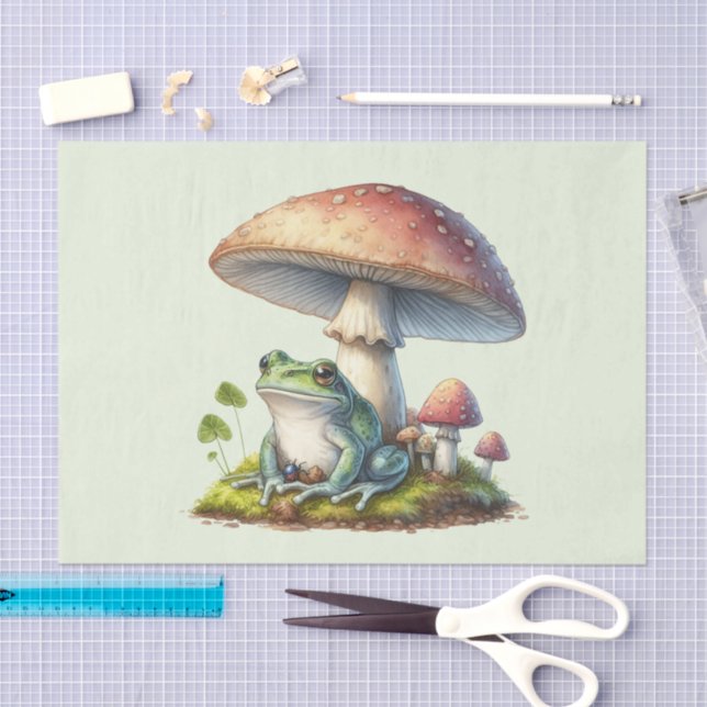 Frog Under a Mushroom Cute Nature Tissue Paper (Craft)