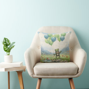 Frog Valley Balloon and Flowers Cushion