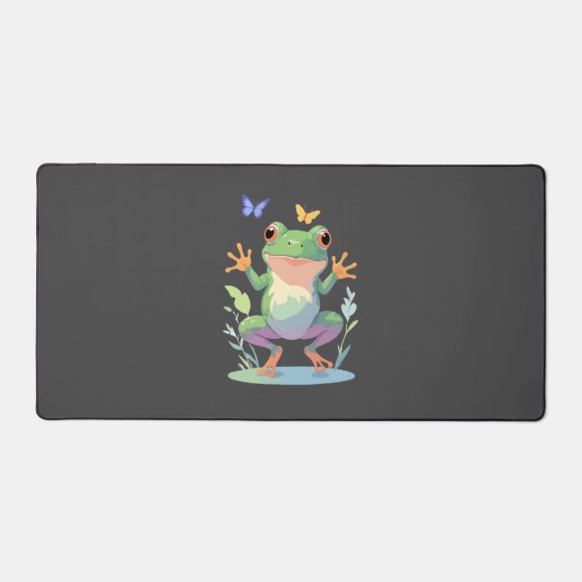 Frog Vector Painting Adorable Fun Animal Playing  Desk Mat (Front)
