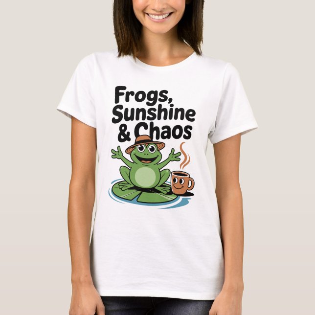 Frog Vibes and Coffee Chaos  T-Shirt (Front)