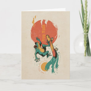 Frog Vibes – Retro Surf Skate Frog Art Card