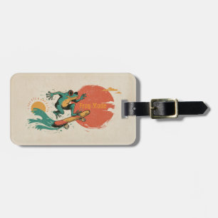 Frog Vibes – Retro Surf Skate Frog Art Luggage Tag